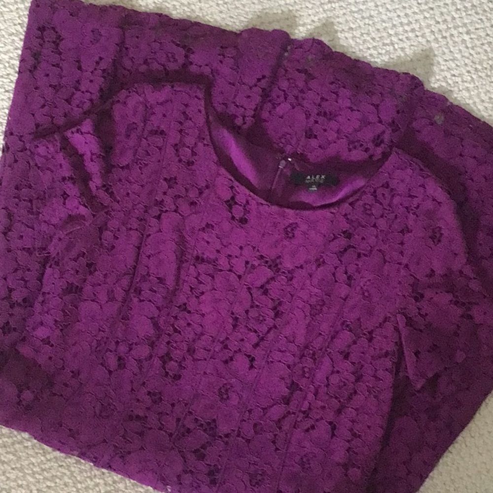 Alex Marie, Lace Overlay, purple dress, NWT, size 14